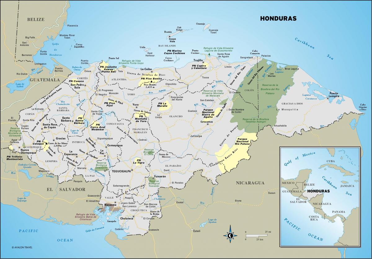 карта Хондураса 