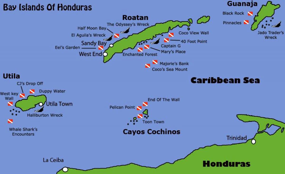 острва Хондурас мапи