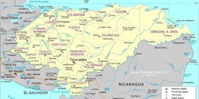 Карта политичка карта Хондураса