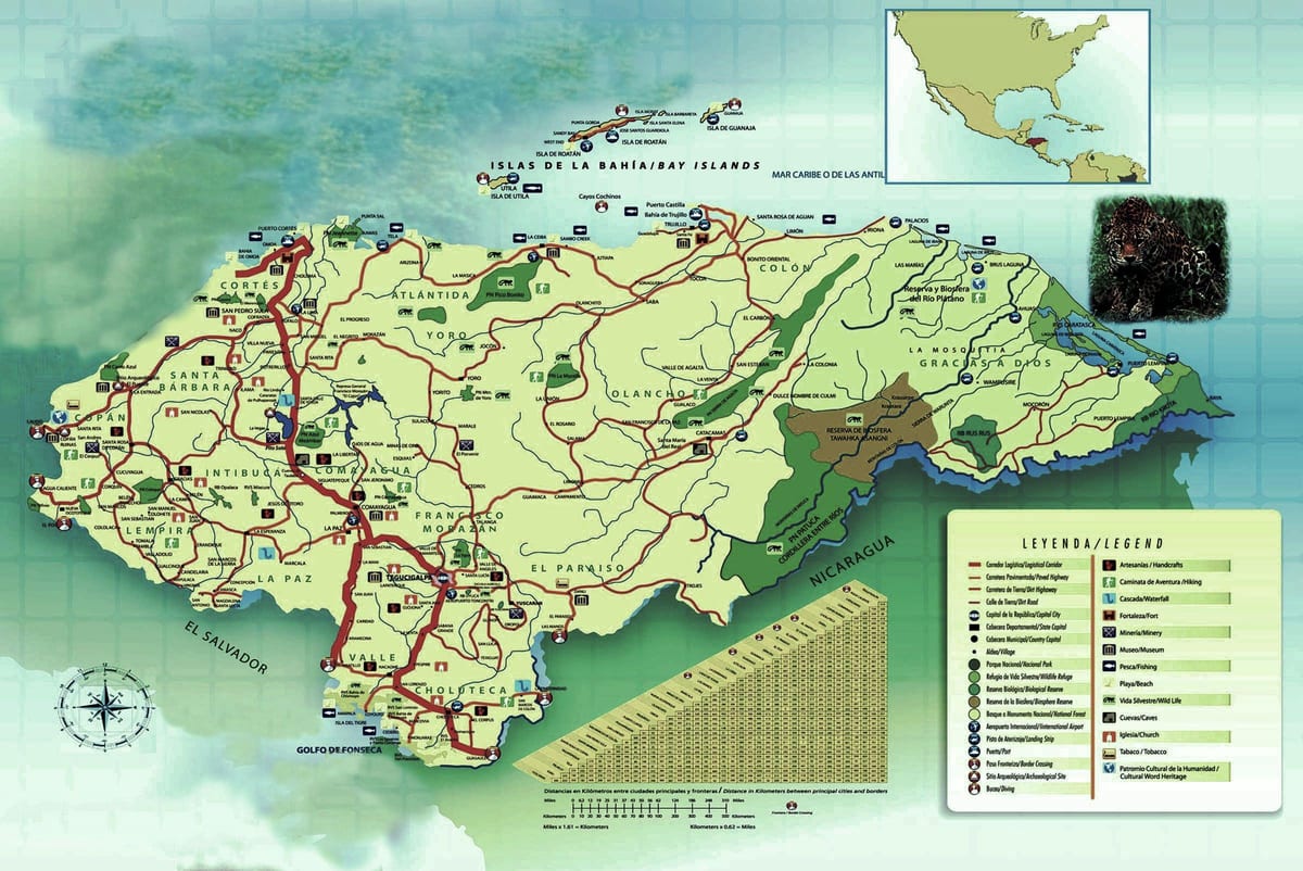 карта Хондураса географије