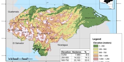 Карта Хондураса висини