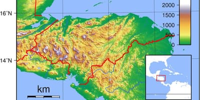 Карта Хондураса топографске
